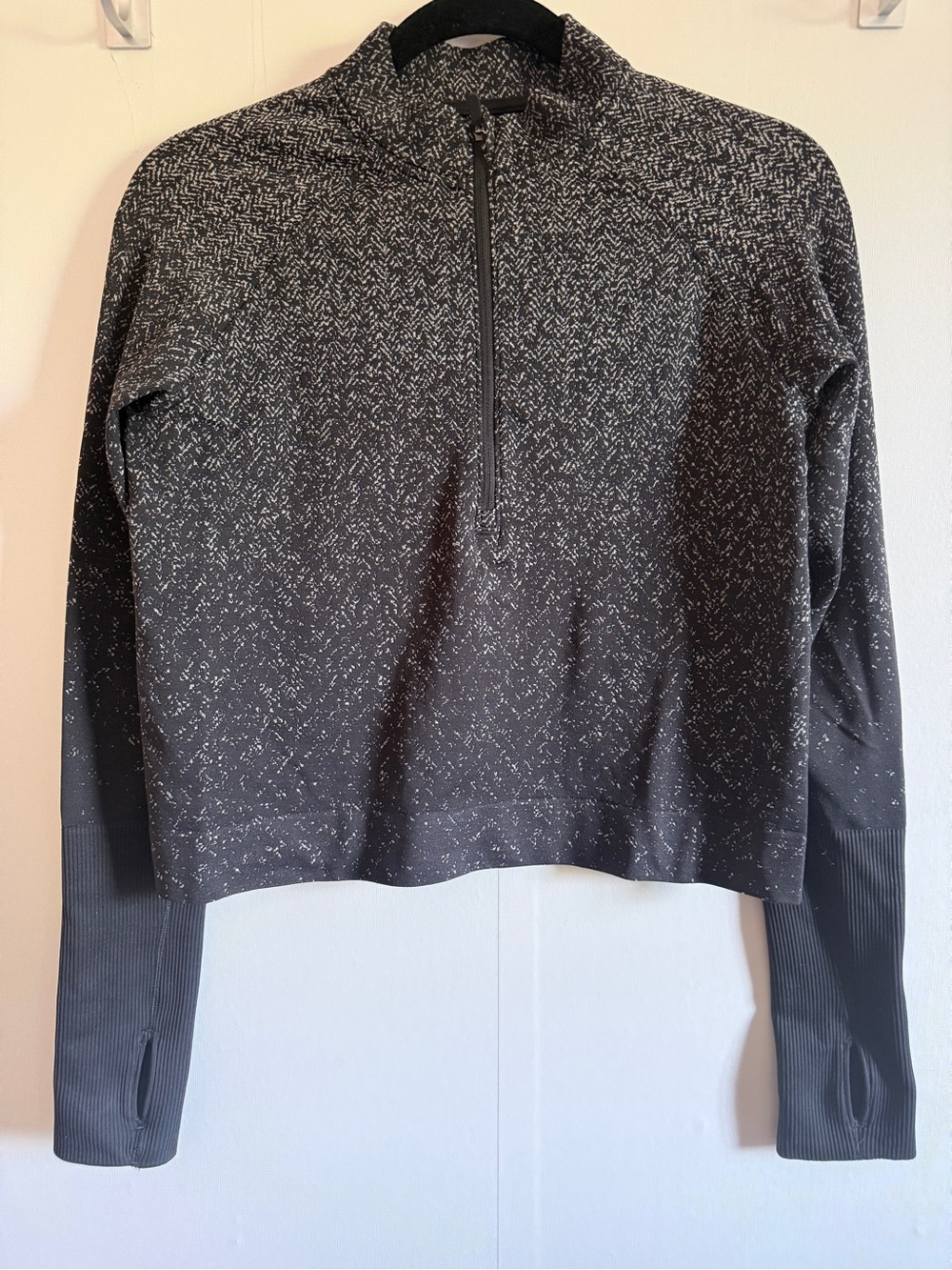 Lululemon Runderful Long Sleeve Scattered Herringbone Black White Sz 8